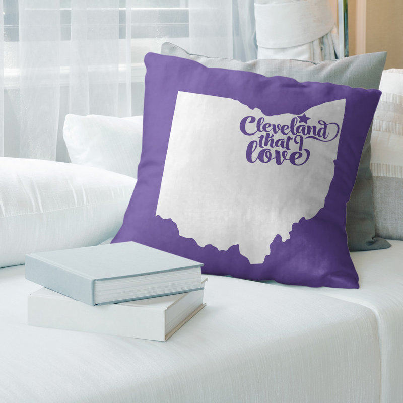 Suede Pillow, 16" x 16", Purple, Cleveland