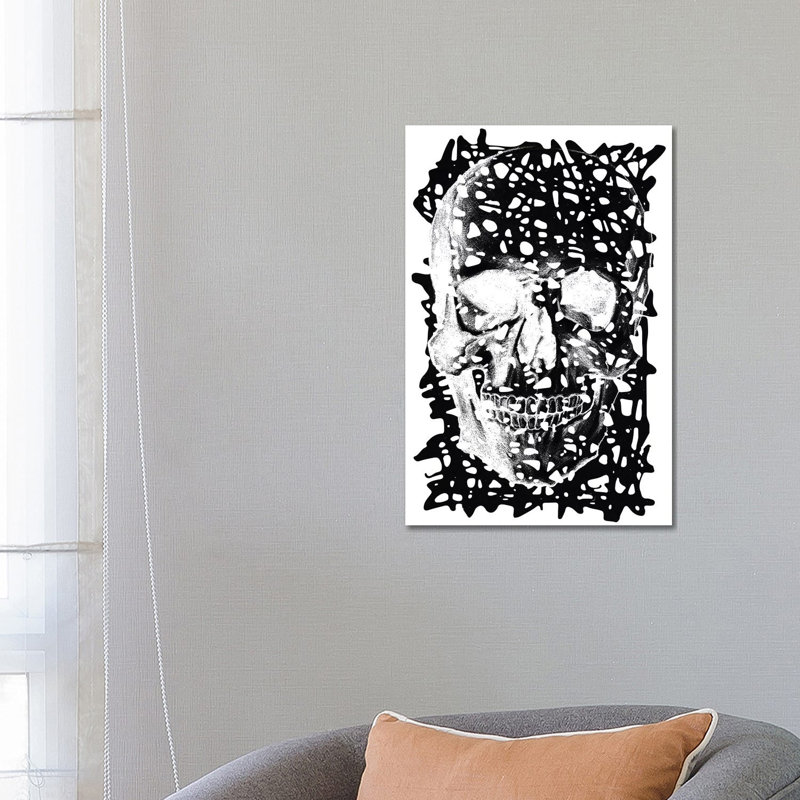 Black Splatter Skull - Wrapped Canvas Print, 66.04 cm H x 45.72 cm W x 1.91 cm D