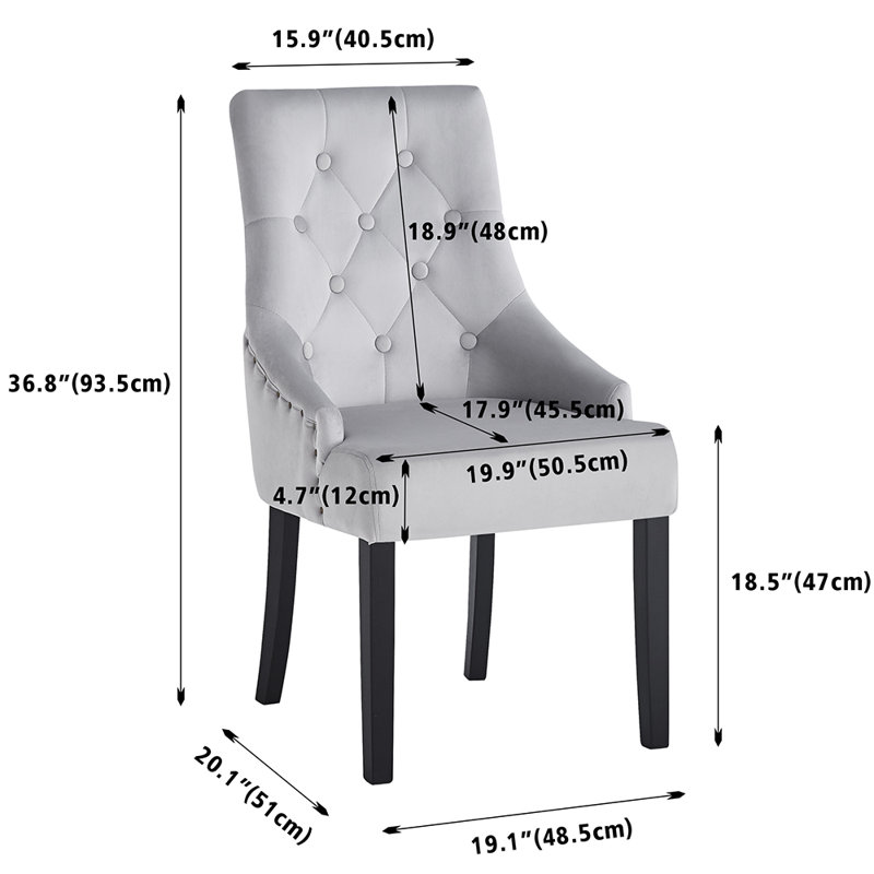 18.5cm H Upholstered Armchair, Black, Grey