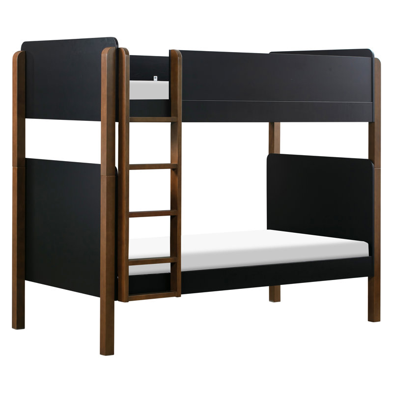 TipToe Twin Bunk Bed, Black/Natural Walnut