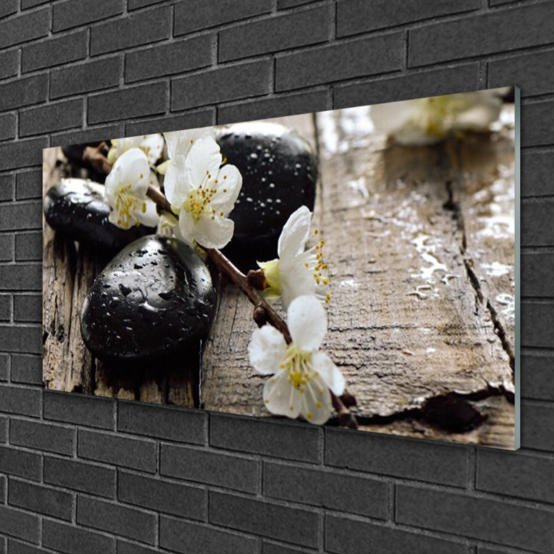 Art Flower Stones - No Frame Print on Glass