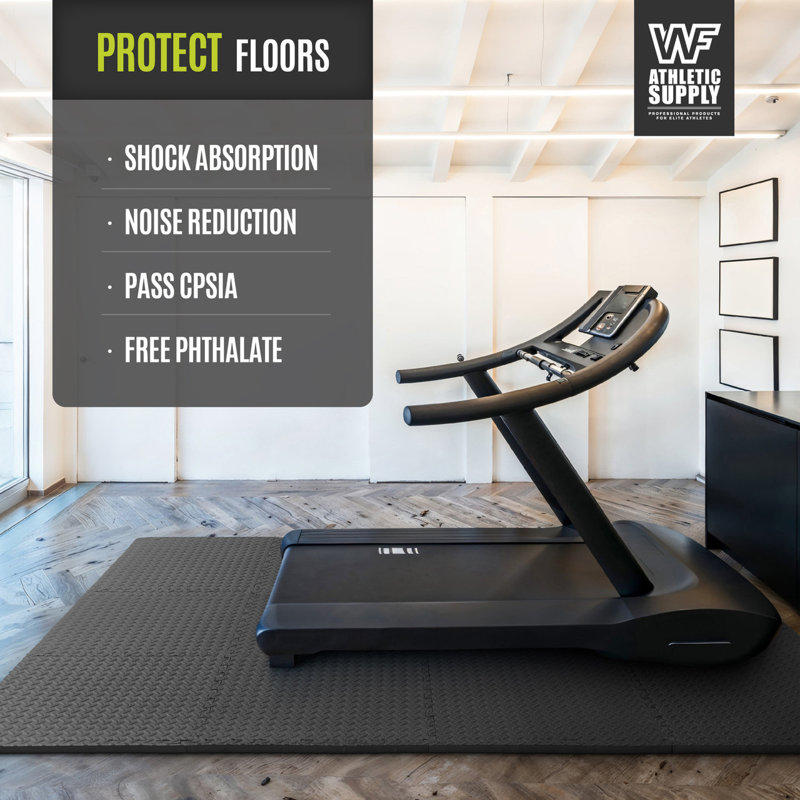 Black Diamond Pattern Interlocking EVA Foam Gym Floor Tiles, 48 SQ.FT