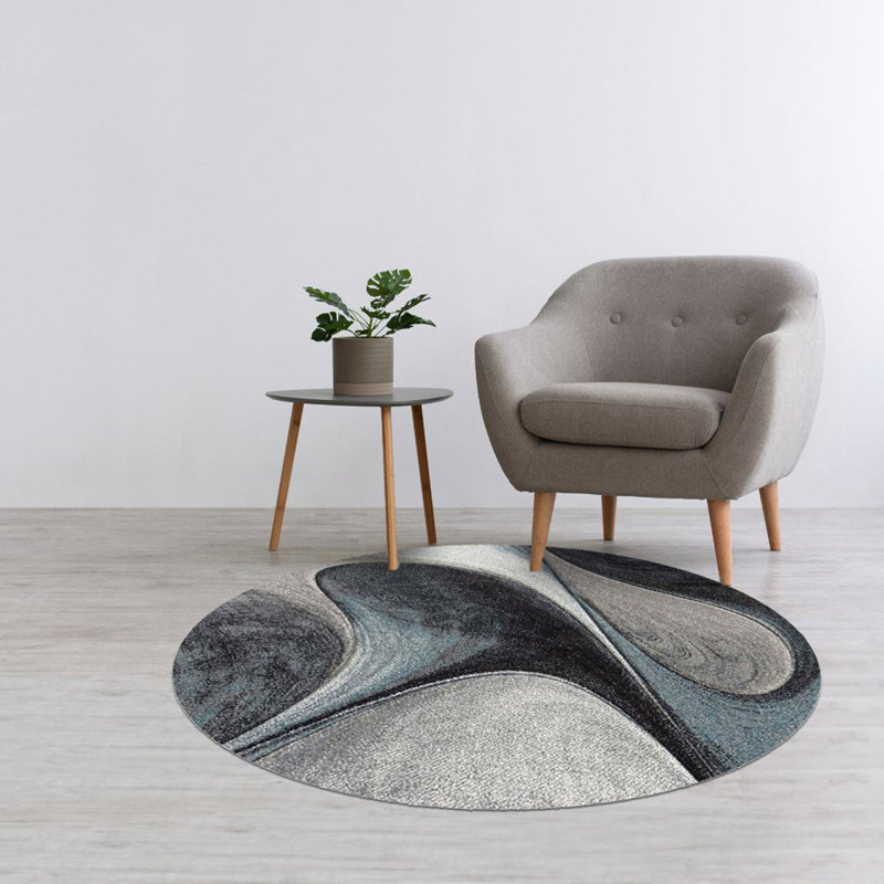 Monarch Machine Woven Blue Indoor Rug, Round 120cm