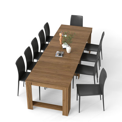 18''-107'' Extendable Dining Table for 2-12 People,Transformer Console Table Folding Expandable Dining Room Table,Modern Farmhouse Kitchen Table,Wood