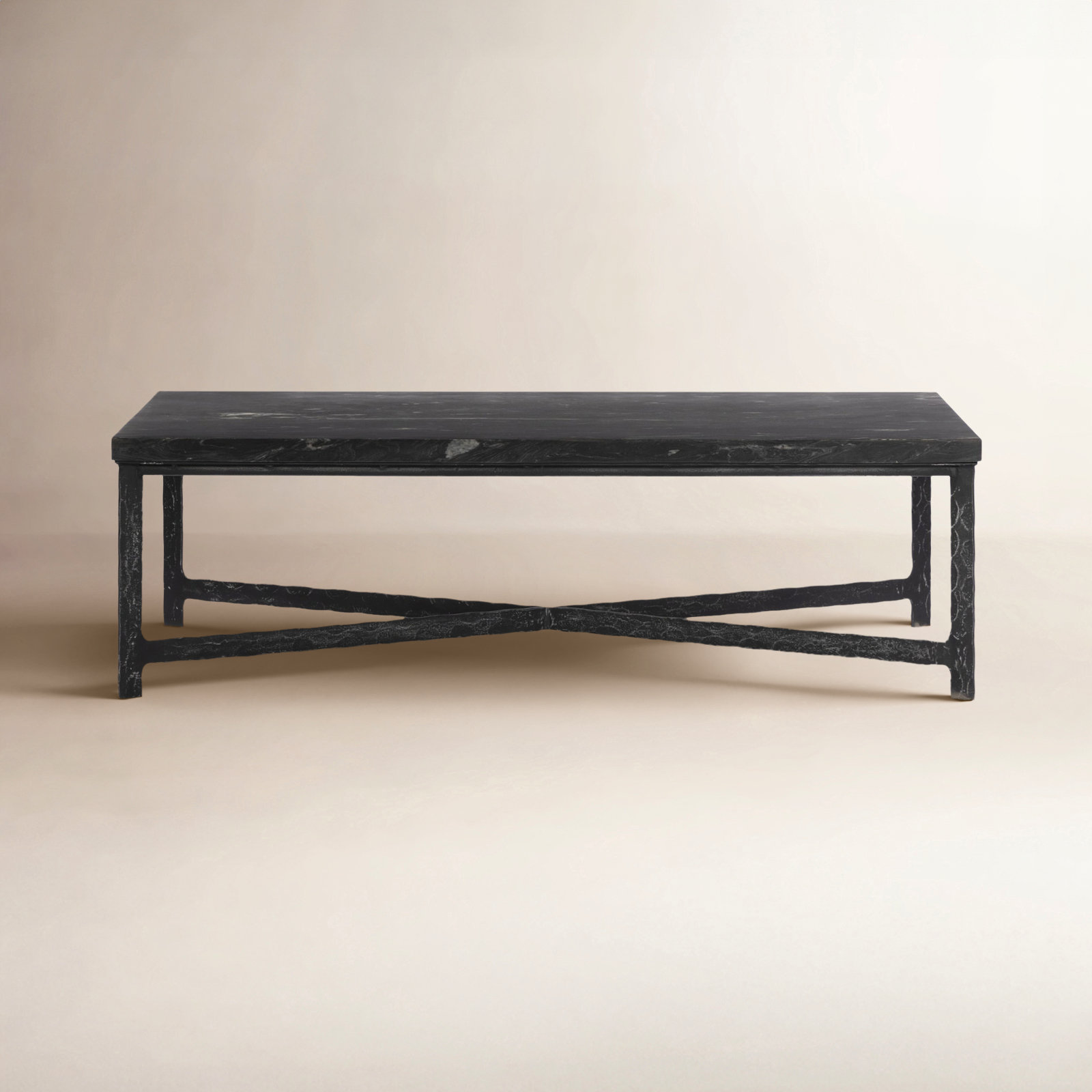 Nelida 30" Marble Coffee Table, Black finish
