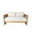 Guzal Acacia Wood Rope Weaving Patio Outdoor Loveseat Sofa With Cream Cushions