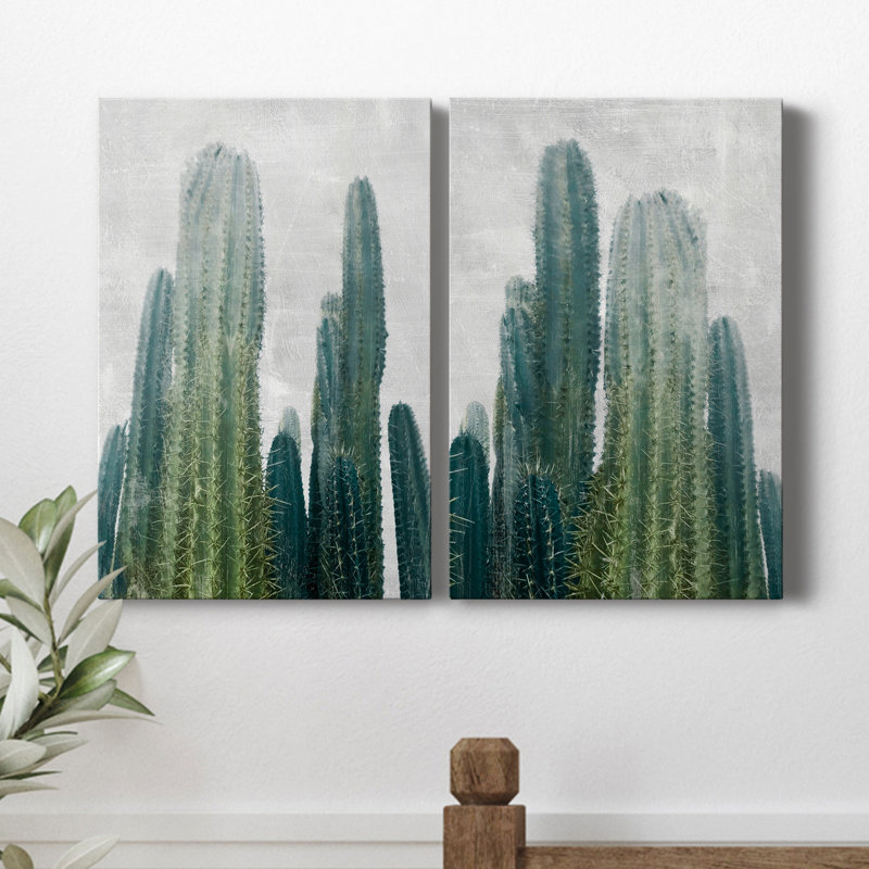 Aruba Cacti I - ensemble d'art textuel sur toile tendue 2 pièces, H 36 po x l 24 po x P 1 po