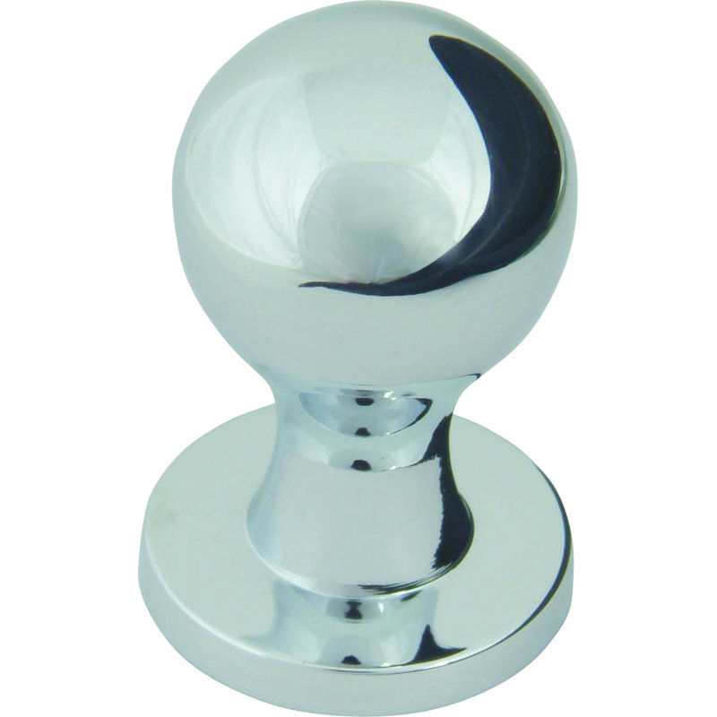 Polished Chrome Round Cabinet Knob with Mounting Hardware