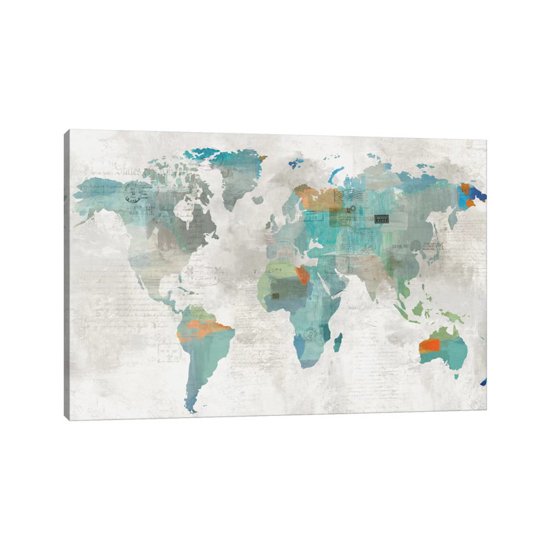 Blue Map 1 Piece Wrapped Canvas Painting, 20.32 cm H x 30.48 cm W