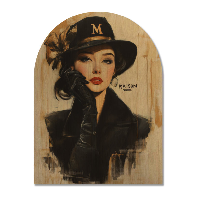 Maison Noire Muse - Art mural en bois arqué à la mode, H 32 po x l 24 po, Arche