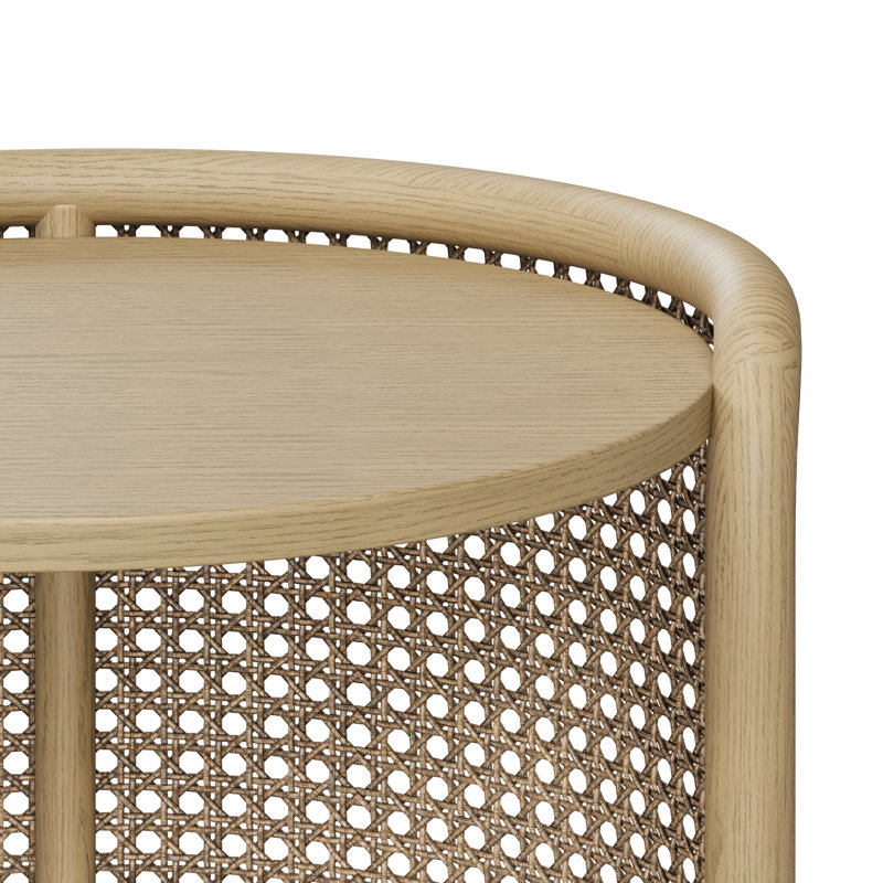 Table d'appoint en frêne et rotin