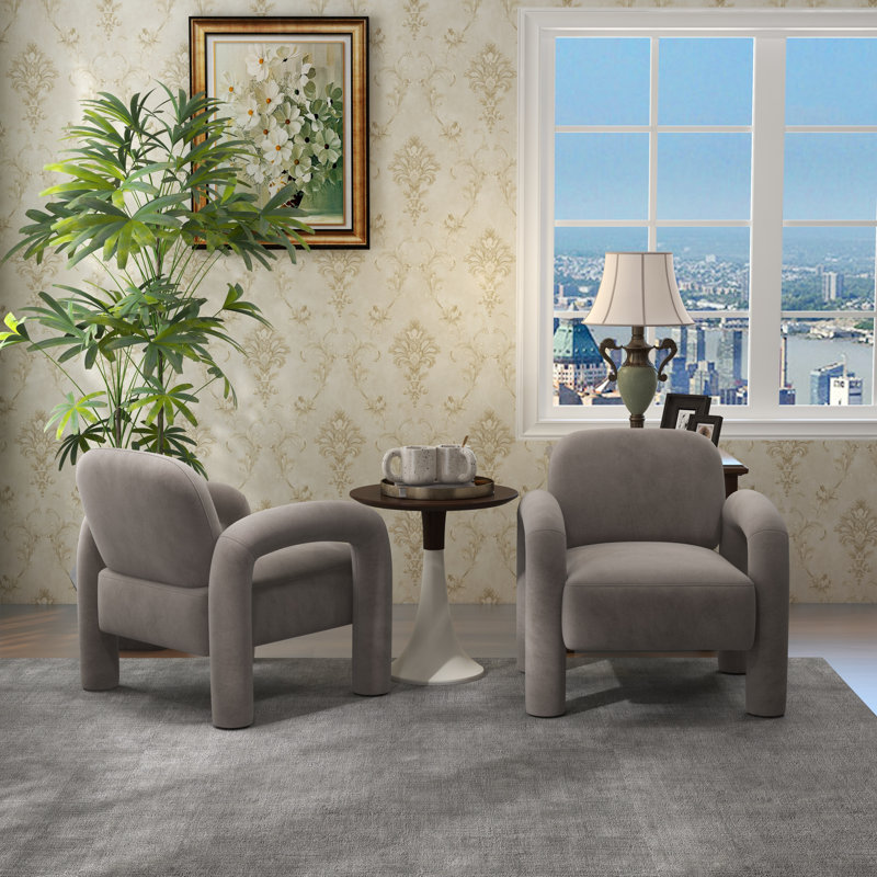 Velvet Armchair, Grey