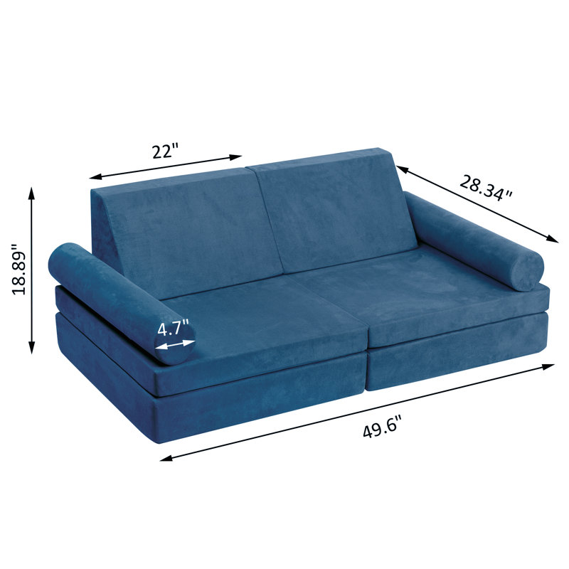 Mascoutah Kids 3'' Club Chair and Ottoman, Navy