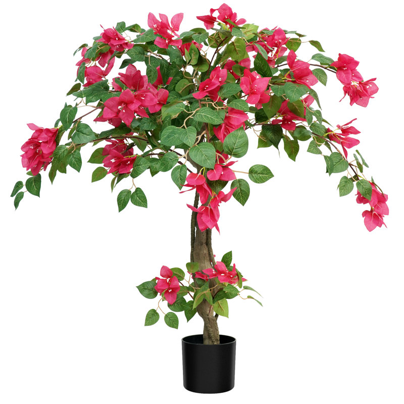 Artificial Blossom Tree with Realistic Bougainvillea Flowers for Indoor Outdoor Use, 110cm
