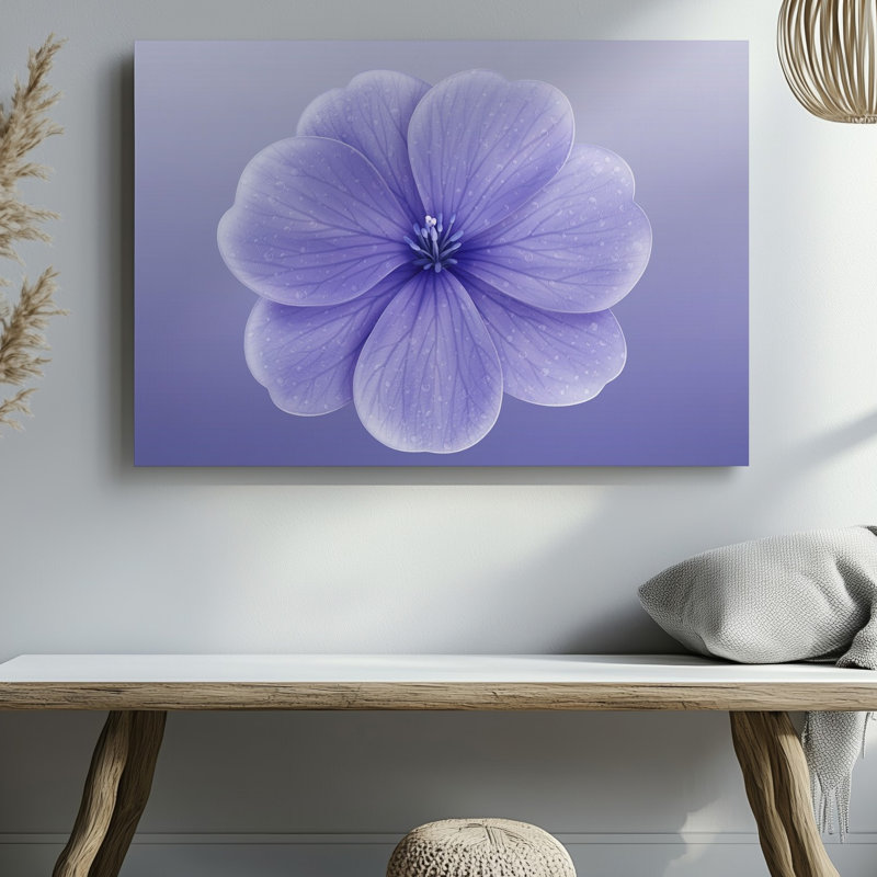 Toile, une délicate fleur de lavande avec des pétales arrondis centrés sur un art mural, H 16 po x l 20 po
