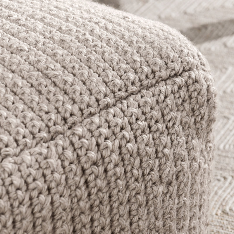 Prism 18" Wide Handwoven Square Pouf, Natural