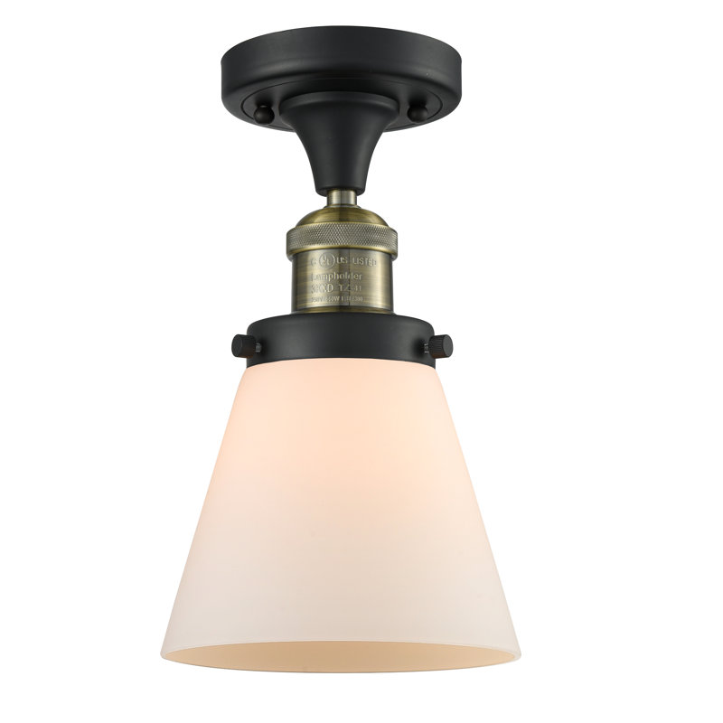 Plafonnier semi-encastré 1 lumière Cone, Noir mat, Boîtier blanc mat, Ampoule non incluse