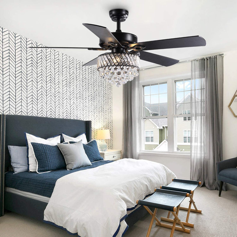 Trejo 52" Black Ceiling Fan with Light Kit and Reversible with Dimmable