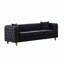 Canapé de 86 pouces en velours 86 po, confortable avec capitonnage à 3 boutons, accoudoirs roulés et pieds dorés, style Chesterfield pour le salon, noir