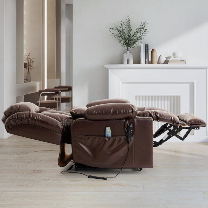 Cuir clouté inclinable à deux moteurs avec télécommande, confortable brun, Brun