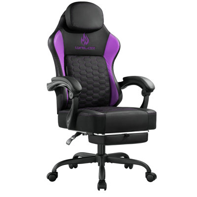 Chaise de jeu vidéo avec coussin à ressorts ensachés, chaises de jeu pour adultes, chaise de jeu vidéo avec repose-pieds, chaise de jeu d'ordinateur de style course avec appui-tête et soutien lombaire