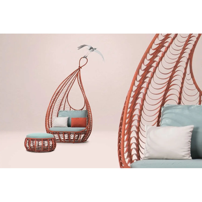 Lasso Outdoor Ottoman, Canvas Spa, Terracotta