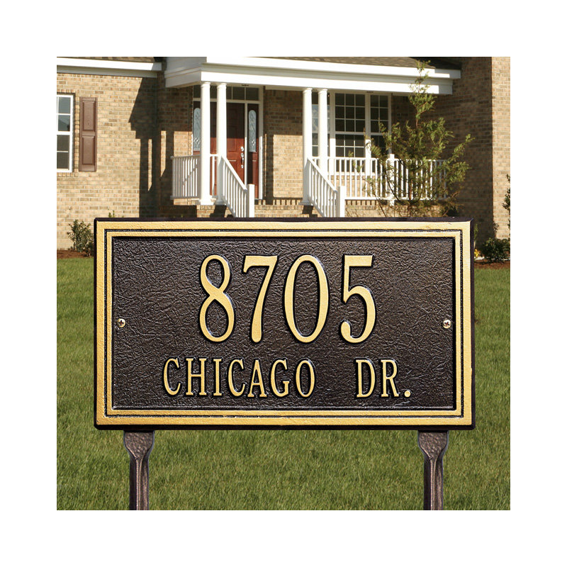Double Line 2-Line Lawn Address Sign, Antique Copper, Yes