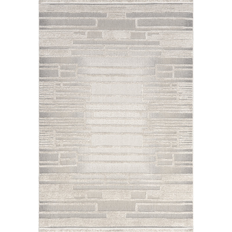Ismene Modern High-Low Fringe Area Rug, Rectangle 4' x 6'