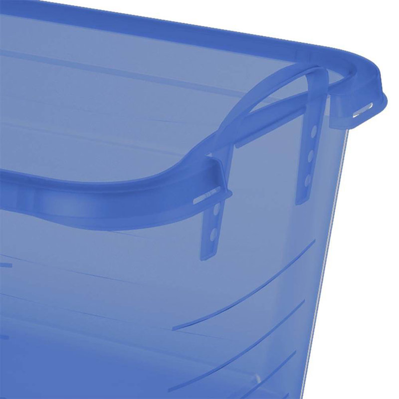 Blue 55 Quart Stackable Plastic Storage Bins with Lids, Set of 6