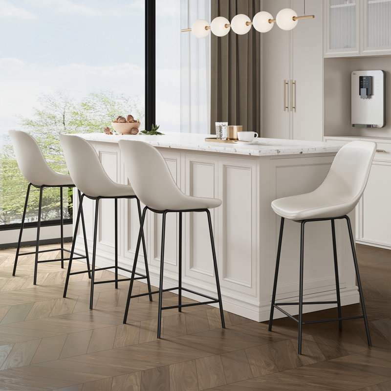 26'' Upholstered Leatherette Bar Stools & Counter Stools, White