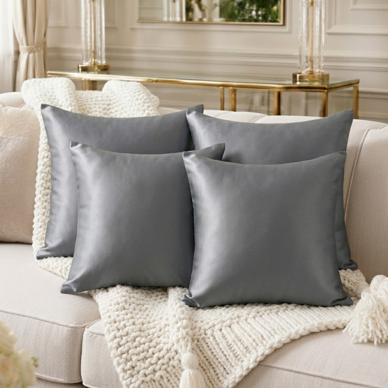Gold Cushion Cover, Grey