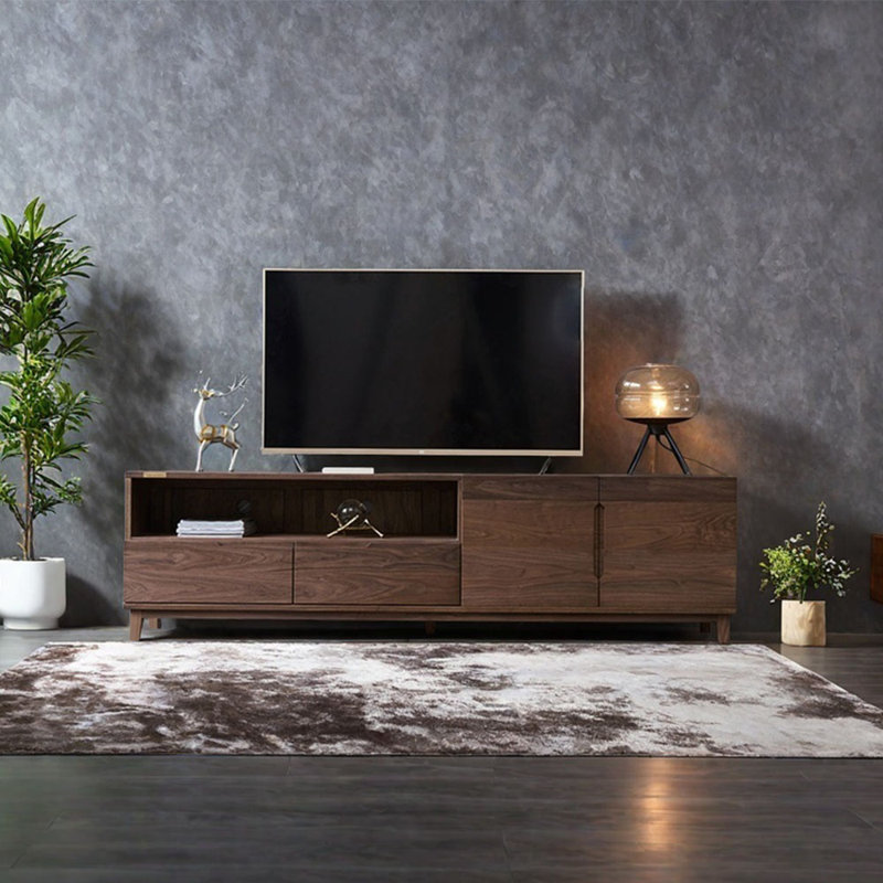 Meuble télé de luxe en noyer noir clair de haute qualité