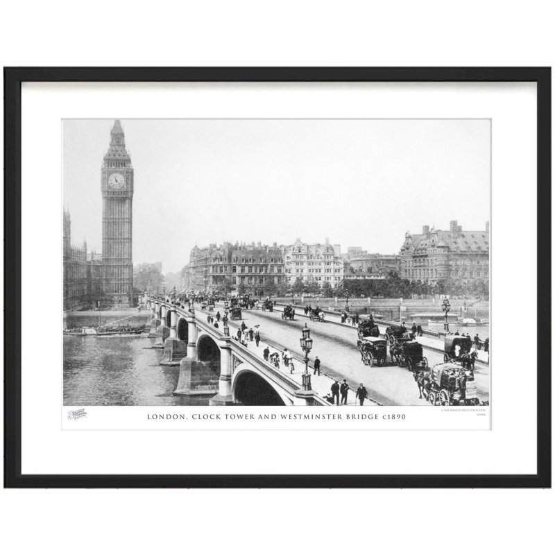 London, Clock Tower And Westminster Bridge C1890 by Francis Frith - Single Picture Frame Print, 45cm H x 60cm W x 2.3cm D