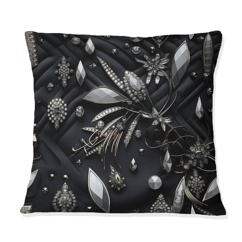 Hollywood Glamour Diamond en noir et blanc - Coussin décoratif abstrait Coral Reef multicolore azur - Coussin décoratif
