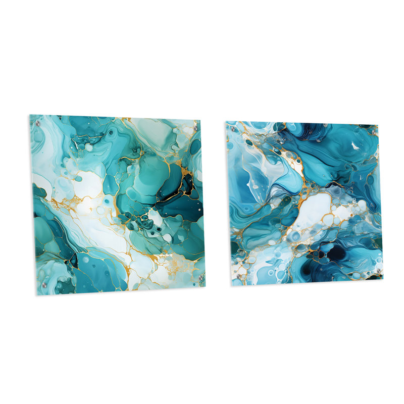 Ensemble de 2 toiles abstraites en acrylique Isaac, H 16 po x l 33 po