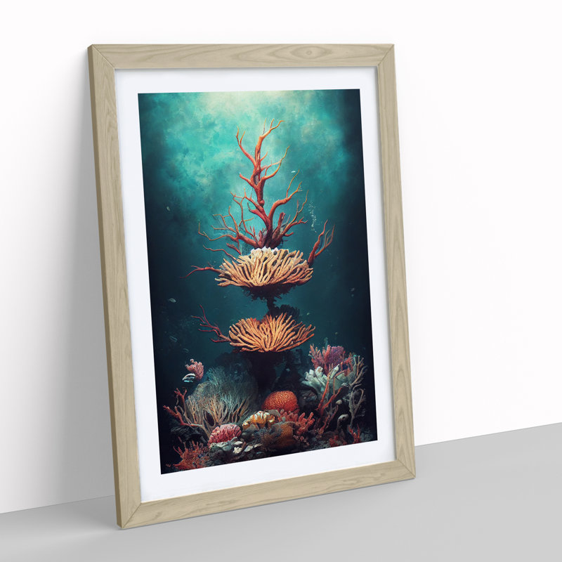 The Beautiful Coral Reef - Single Picture Frame Print, 64cm H x 46cm W x 2cm D, Oak Framed