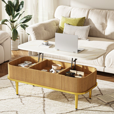 39" Lift-Top Coffee Table With Storage Modern Style For Bedroom & Living Room