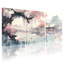 Paysage et nature, arbre à fleurs de cerisier, lac, pavillon, montagnes, reflet, printemps, ensemble de 3 impressions sur toile-1522600986