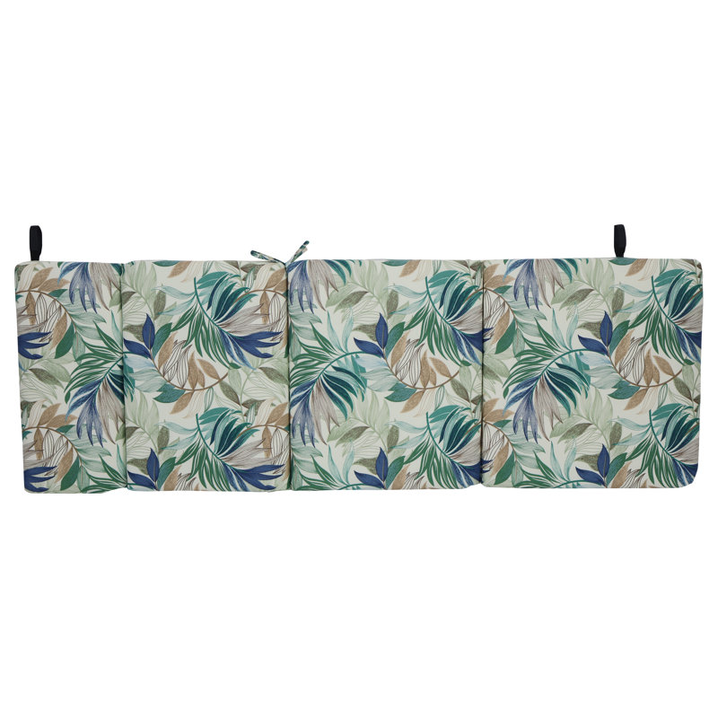 Coussin de chaise longue d'extérieur 72 po x 24 po, Brun clair / vert / floral chambray oasis