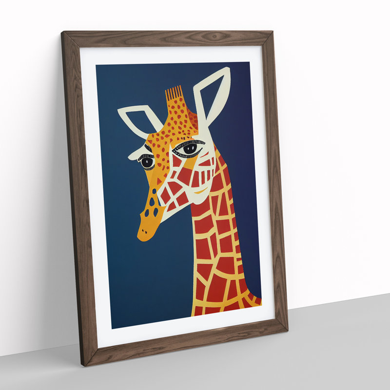 Giraffe Art No.4 - Wrapped Canvas Print, 34cm H x 25cm W x 2cm D, Walnut