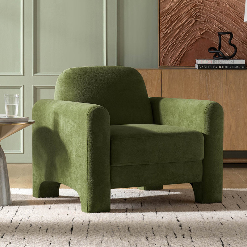 Gabriel Modern 36'' W Curved Chenille Wide Seat Armchair, Green