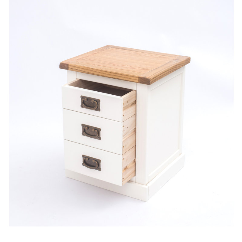 Gentry 45cm W Plywood / Laminate Board Bedside Table, White/Oak