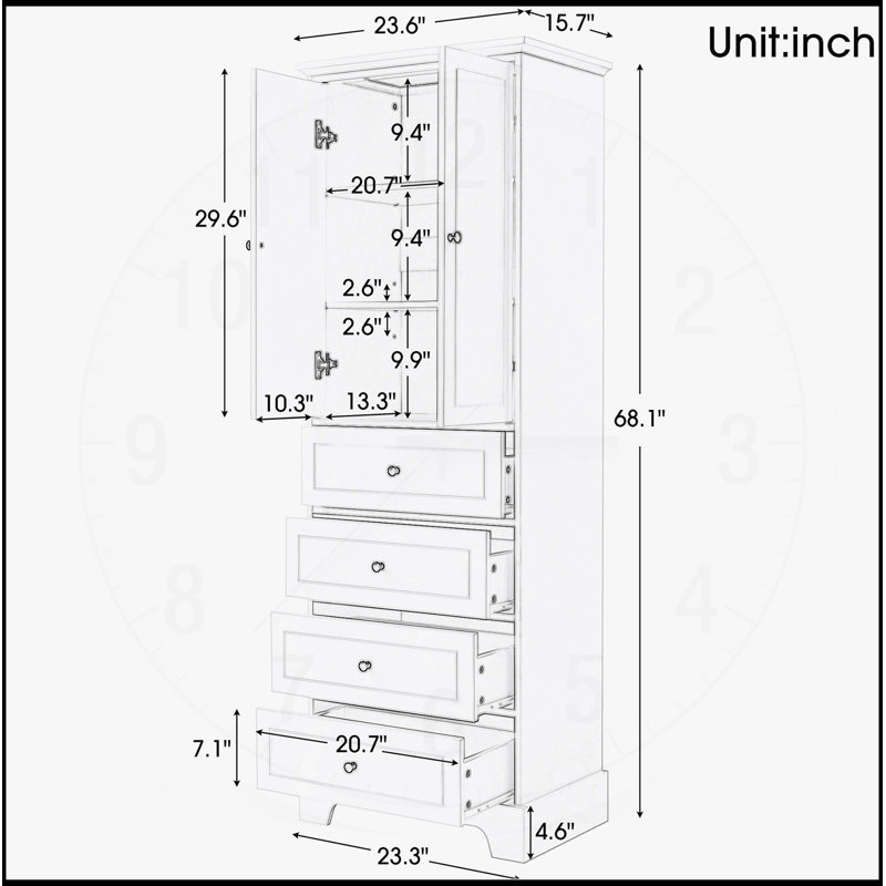 Armoire de rangement polyvalente avec plusieurs compartiments pour divers espaces, Blanc