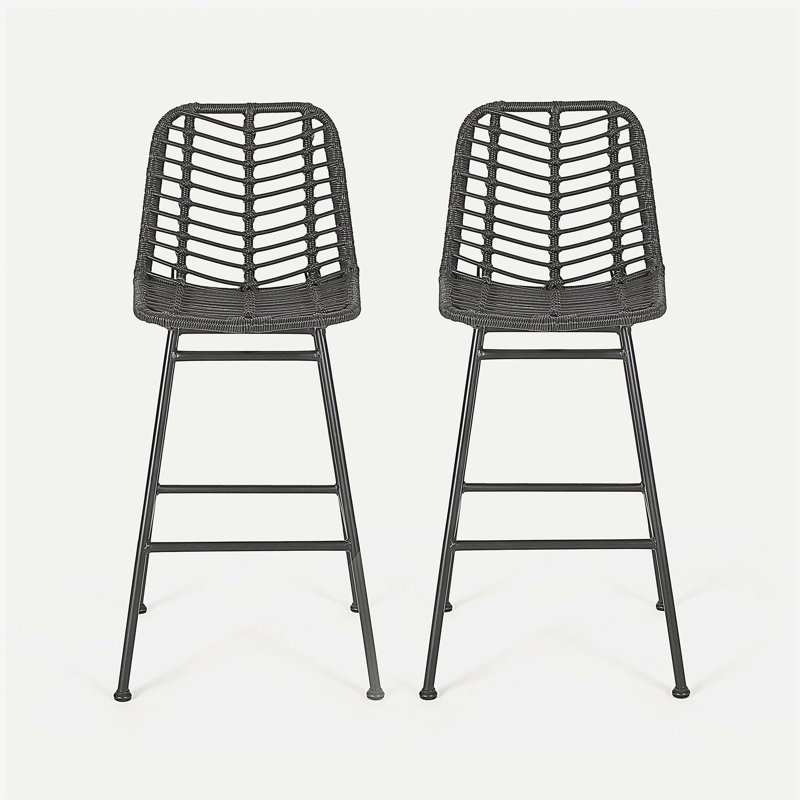 Tabourets de bar d'extérieur en osier Sawtelle (ensemble de 2)