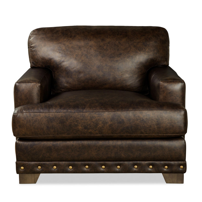 Fauteuil en cuir Grain Nixson, Cuir véritable brun