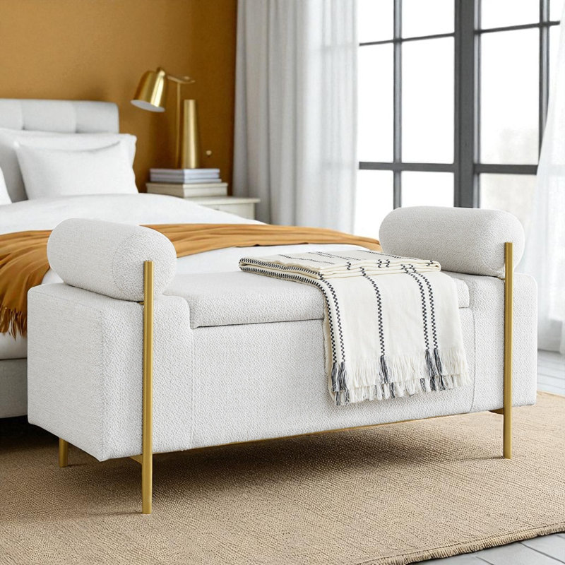 Reyanne Upholstered Storage Bench, White