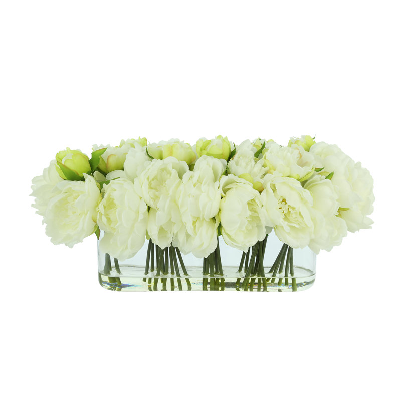 Peonies Arranged in a Glass Vase, White