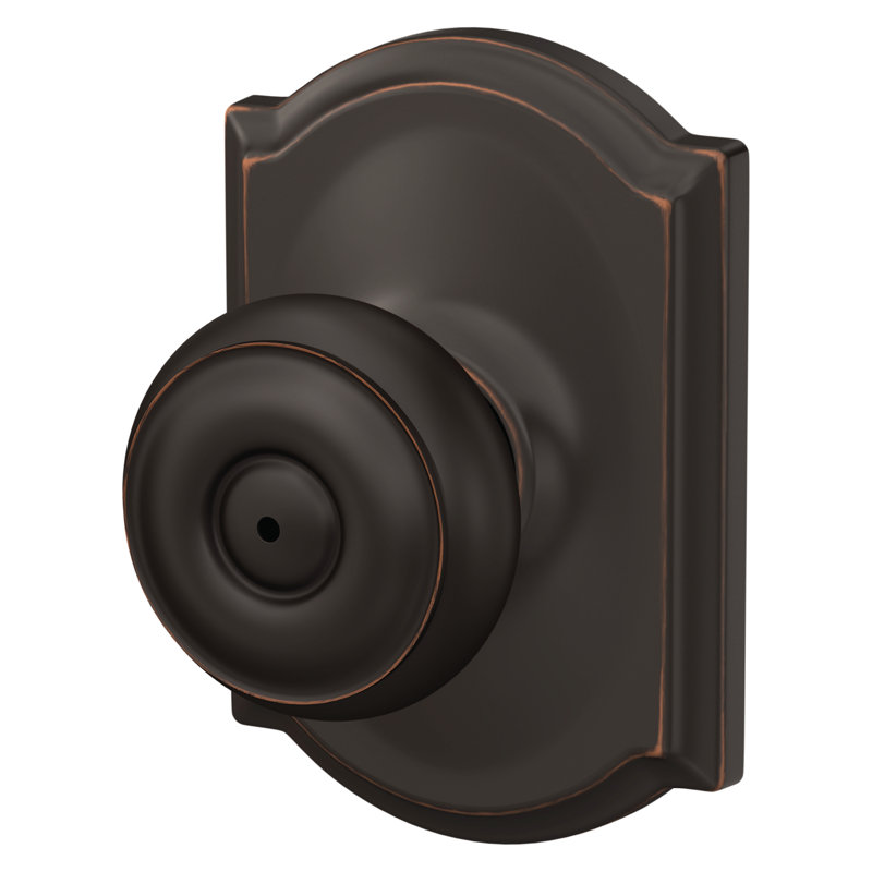 Georgian Privacy Knob with Camelot Trim, Aged Bronze