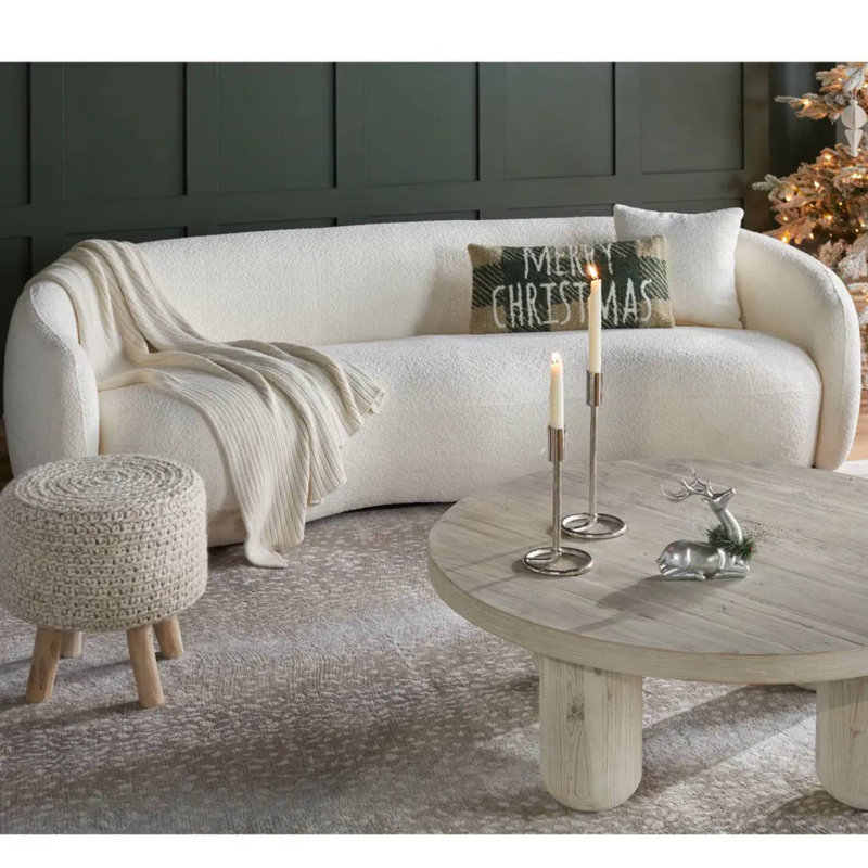 Canapé incurvé moderne Yazgur Boneless, Mélange de polyester beige, 26.9" H x 93.6" W x 41.3" D