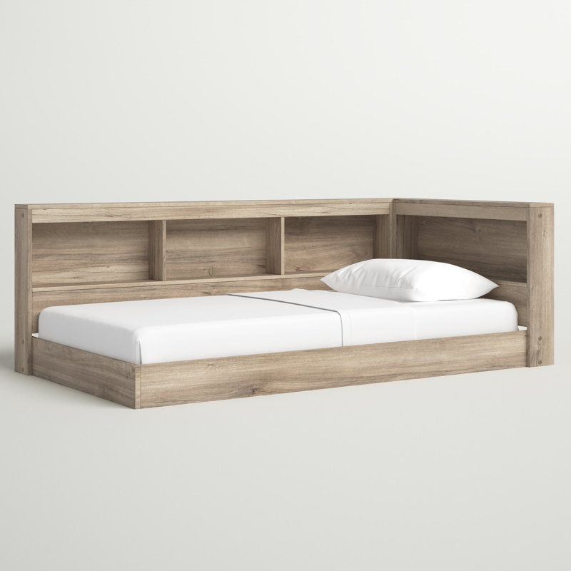 Karnova Platform Bed with Bookcase, Twin, Natural